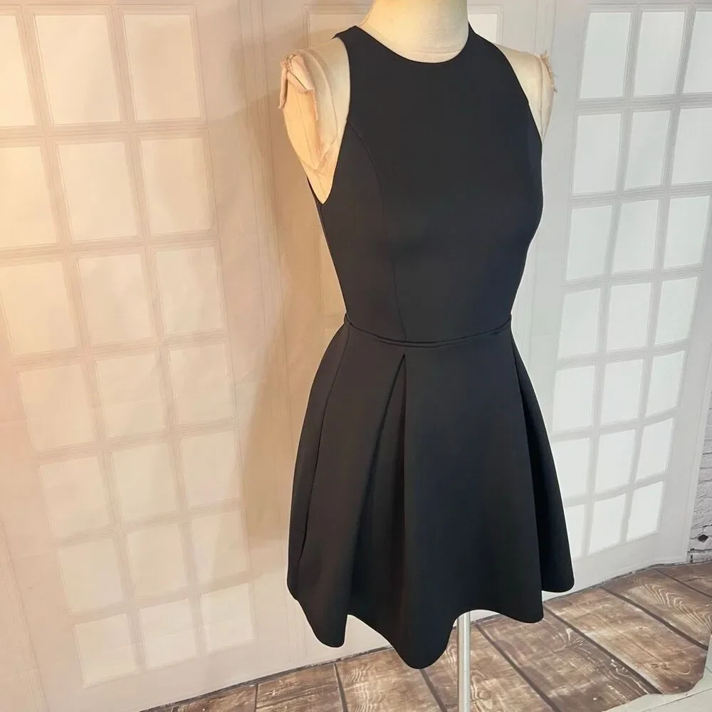Abercrombie & Fitch Black Neoprene Cut Out Sleeveless Skater Mini Dress Size Med - Picture 2 of 9